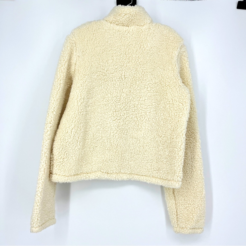 Hollister Teddy Bear White Pullover Quarter Zip Jacket Sweater Size Medium - Picture 4 of 5